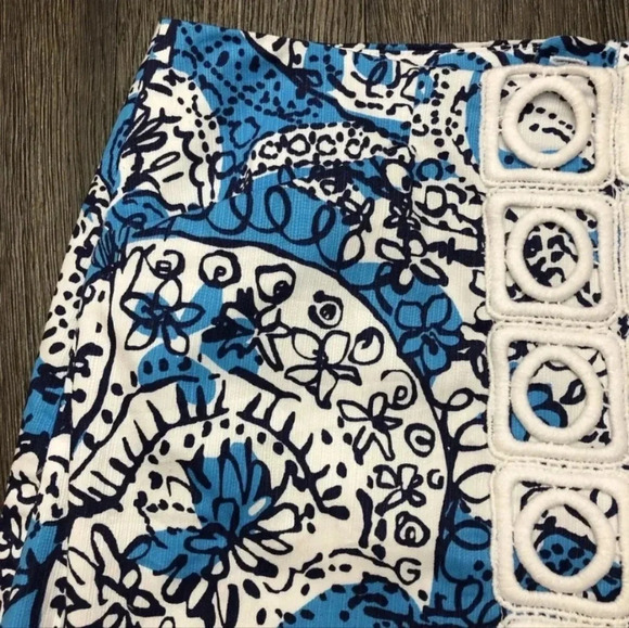 Lilly Pulitzer Marigold Skort Ariel Blue Hippy Shake White Lace Mini - Picture 4 of 10